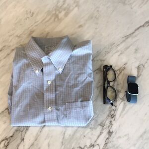 BROOKS BROTHERS BLUE & YELLOW DRESS SHIRT SZ 16.5